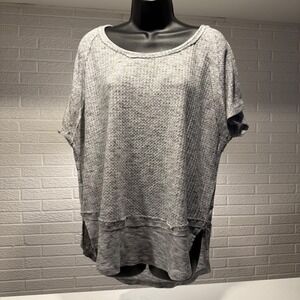 Mudd Women Gray Waffle Knit High‎ Low Tunic Top Size L